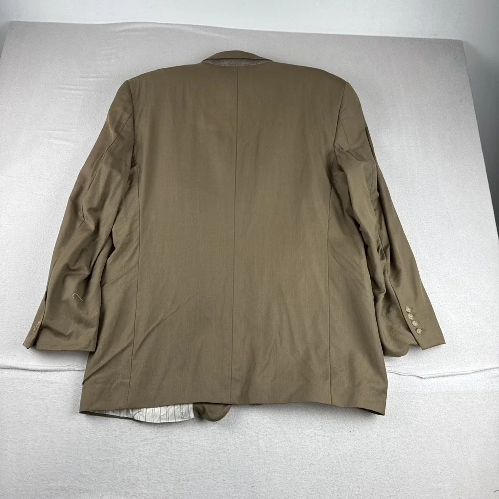 Ermenegildo Zegna Mens Tan Blazer Suit Jacket 46L Wool Business Office Italy